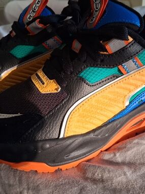Puma Kids Black, Orange & Teal Athletic Sneakers # School #trainers# Stylish